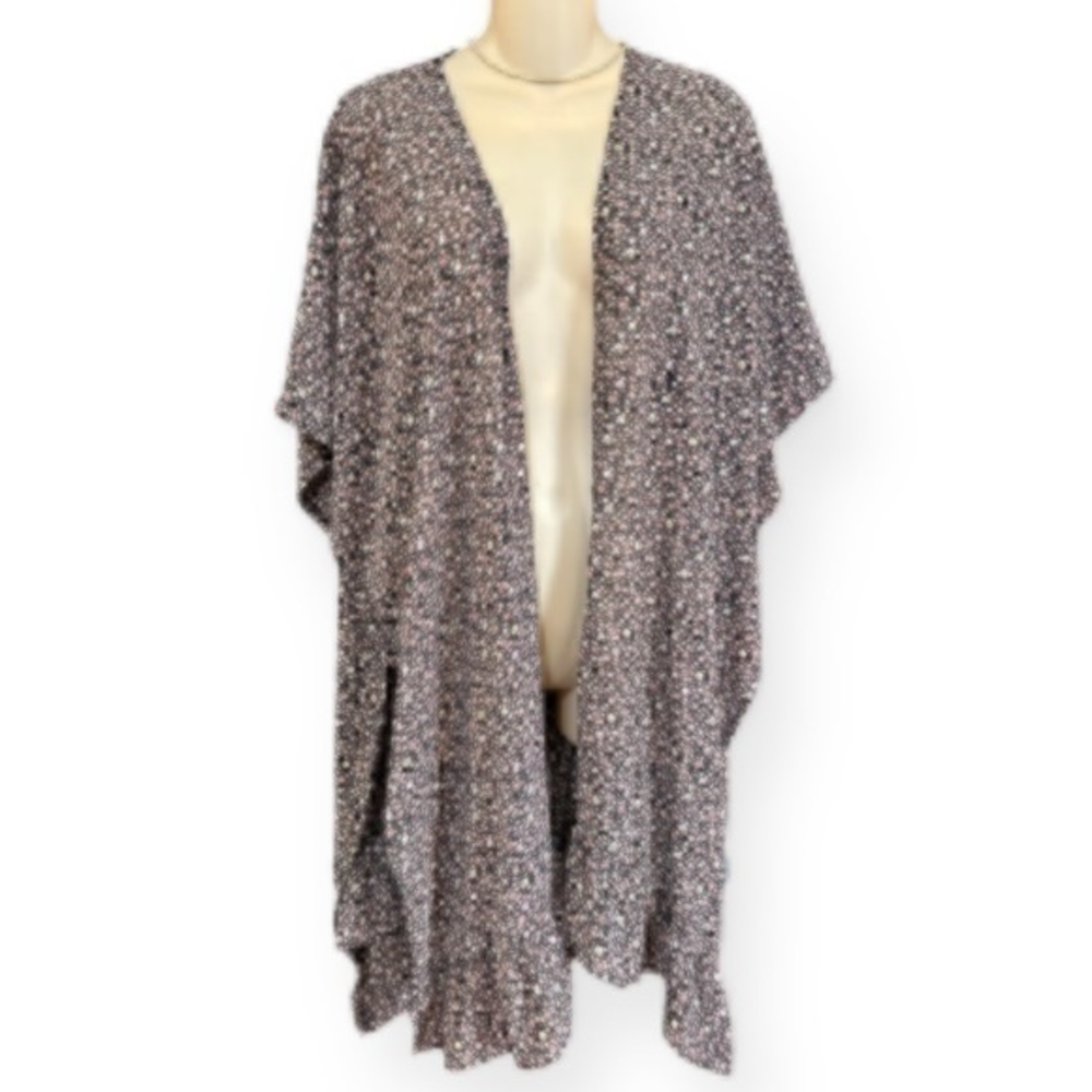 NWT L.I.B New York black floral print kimono